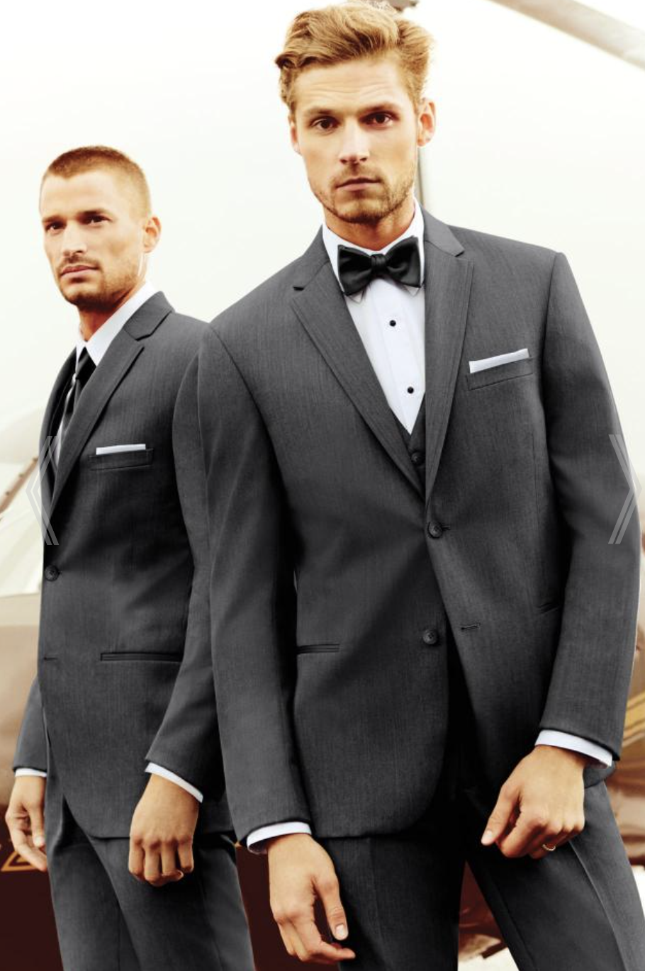 Steel Grey Sterling Wedding Suit Shown with bow tie